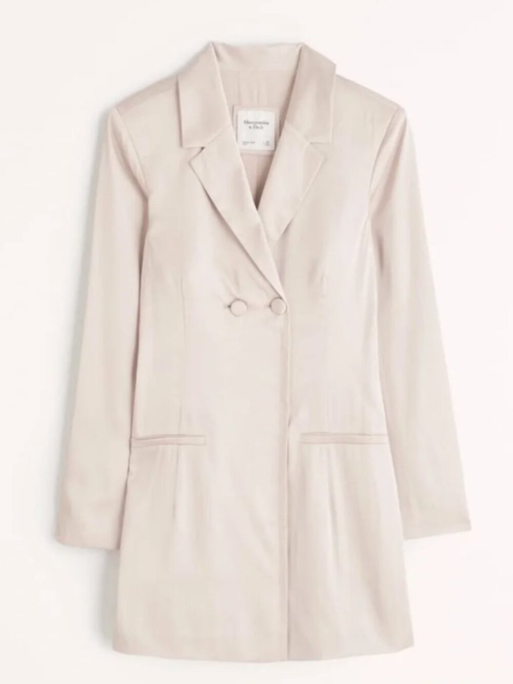 Abercrombie & Fitch Champagne Satin Blazer Long Sleeve Mini Dress Sz Large-Tall